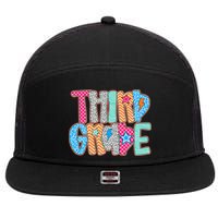 Last Day Of School Third Grade Graduation Teacher Student 7 Panel Mesh Trucker Snapback Hat