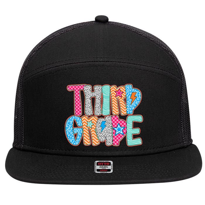 Last Day Of School Third Grade Graduation Teacher Student 7 Panel Mesh Trucker Snapback Hat