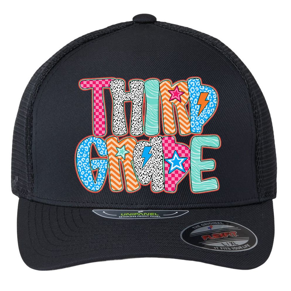Last Day Of School Third Grade Graduation Teacher Student Flexfit Unipanel Trucker Cap