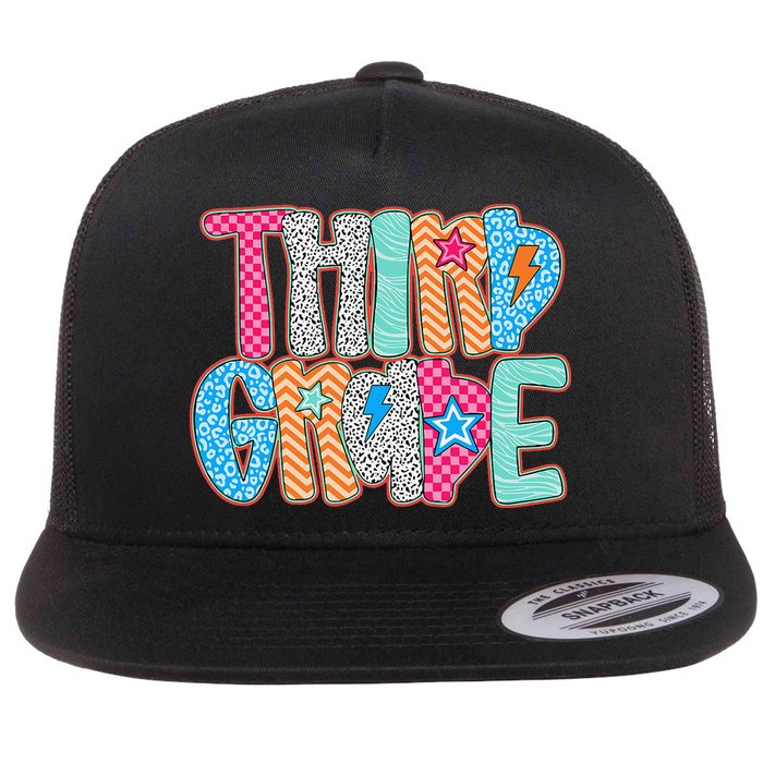 Last Day Of School Third Grade Graduation Teacher Student Flat Bill Trucker Hat