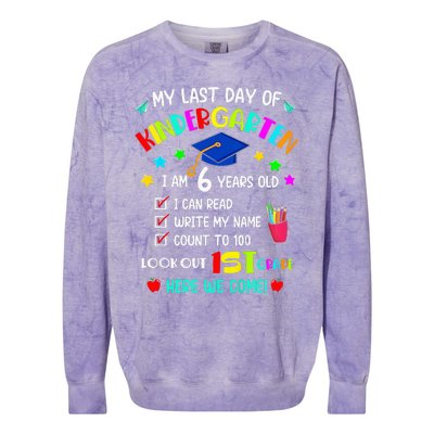 Last Day Of School Kindergarten 1st Grade Here I Come Colorblast Crewneck Sweatshirt