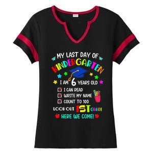 Last Day Of School Kindergarten 1st Grade Here I Come Ladies Halftime Notch Neck Tee