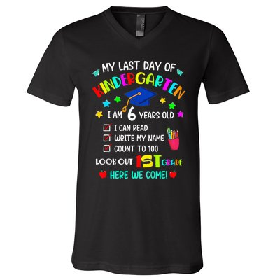 Last Day Of School Kindergarten 1st Grade Here I Come V-Neck T-Shirt