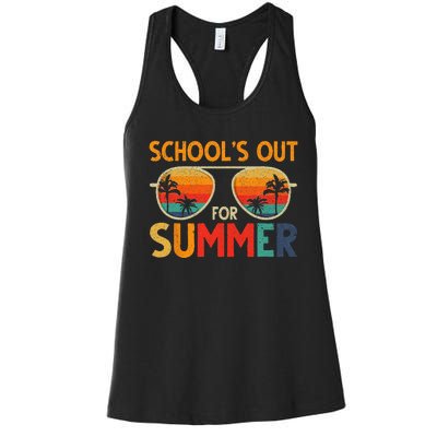 Last Day Of School Retro Schools Out For Summer Teacher Women's Racerback Tank