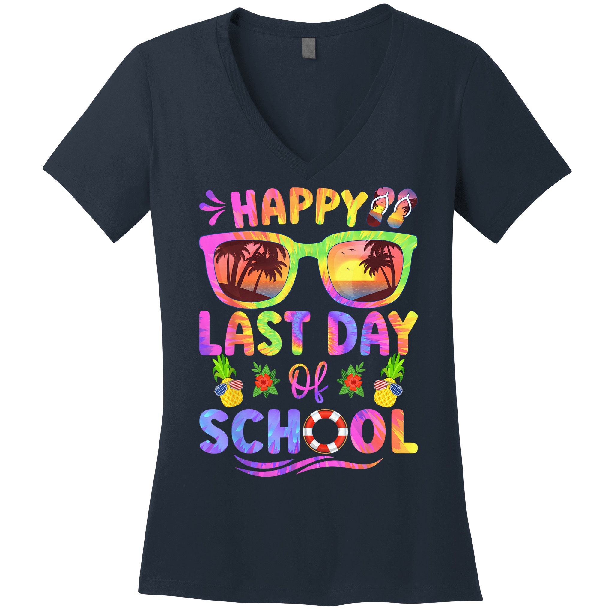 Last Day Of School Schools Out For Summer Teacher  Wo Women's V-Neck T-Shirt