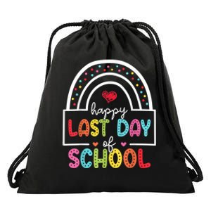 Last Day Of School Teachers Student Graduation Rainbow Drawstring Bag