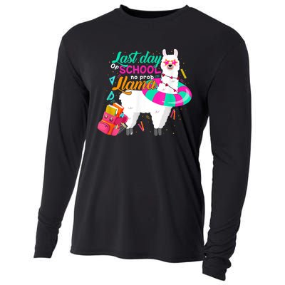 Last Day Of School Teachers Summer With No Prob Llama Cooling Performance Long Sleeve Crew