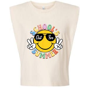 Last Day Of School Graduation Groovy Schools Out For Summer Garment-Dyed Women's Muscle Tee