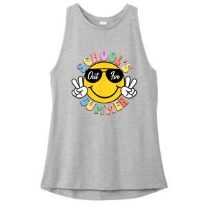 Last Day Of School Graduation Groovy Schools Out For Summer Ladies PosiCharge Tri-Blend Wicking Tank