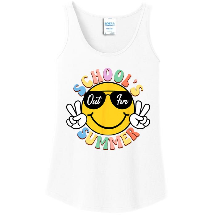 Last Day Of School Graduation Groovy Schools Out For Summer Ladies Essential Tank