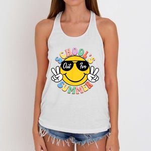 Last Day Of School Graduation Groovy Schools Out For Summer Women's Knotted Racerback Tank