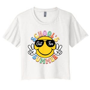 Last Day Of School Graduation Groovy Schools Out For Summer Women's Crop Top Tee