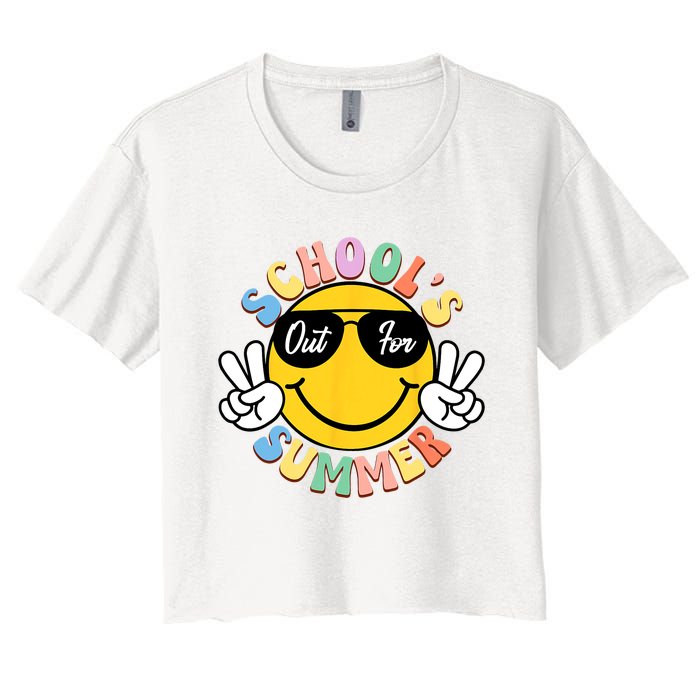 Last Day Of School Graduation Groovy Schools Out For Summer Women's Crop Top Tee