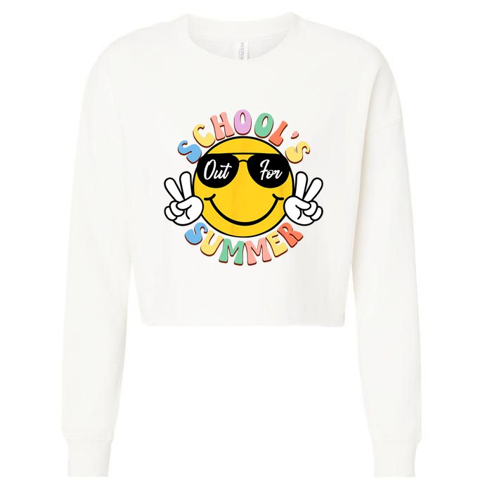 Last Day Of School Graduation Groovy Schools Out For Summer Cropped Pullover Crew