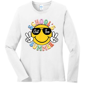 Last Day Of School Graduation Groovy Schools Out For Summer Ladies Long Sleeve Shirt