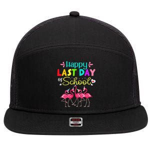 Last Day Of School Flamingo Kindergarten funny Teacher 7 Panel Mesh Trucker Snapback Hat