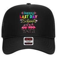 Last Day Of School Flamingo Kindergarten funny Teacher High Crown Mesh Back Trucker Hat