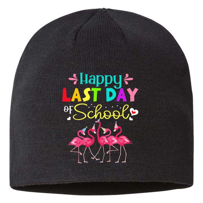 Last Day Of School Flamingo Kindergarten funny Teacher Sustainable Beanie