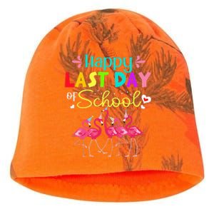 Last Day Of School Flamingo Kindergarten funny Teacher Kati - Camo Knit Beanie