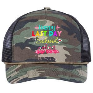 Last Day Of School Flamingo Kindergarten funny Teacher Retro Rope Trucker Hat Cap