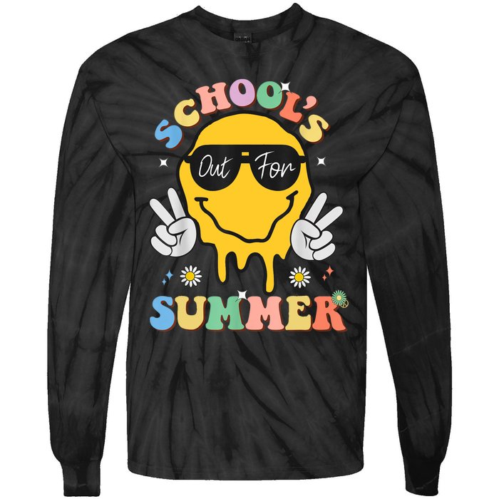 Last Day Of School Schools Out For Summer Teacher Tie-Dye Long Sleeve Shirt