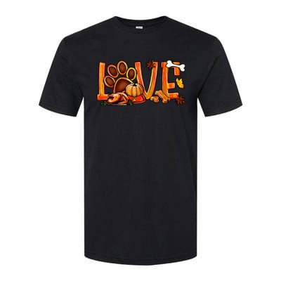 Love Dog Paw Print Turkey Pumpkin Fall Autumn Thanksgiving Softstyle CVC T-Shirt