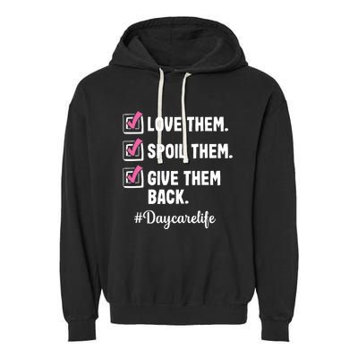 Love Daycare Provider Childcare Teacher Appreciation Garment-Dyed Fleece Hoodie