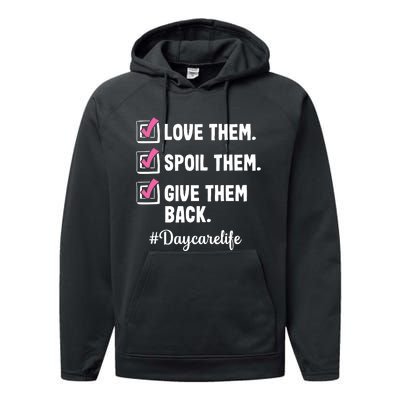 Love Daycare Provider Childcare Teacher Appreciation Performance Fleece Hoodie