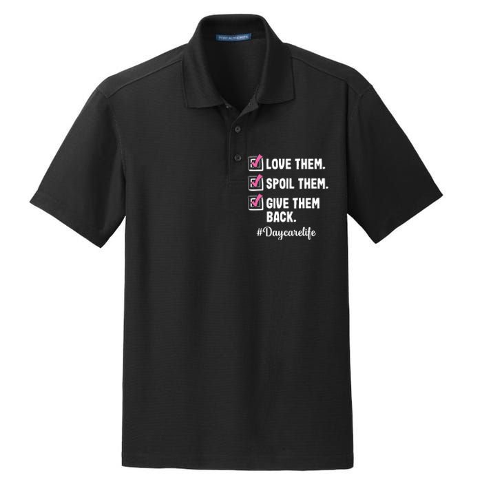 Love Daycare Provider Childcare Teacher Appreciation Dry Zone Grid Polo