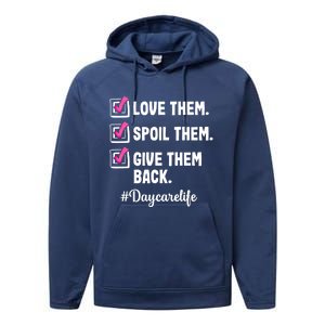 Love Daycare Provider Care Teacher Appreciation Great Gift Performance Fleece Hoodie