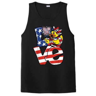 Love Duck Patriotic American Flag Cute Duck 4th Of July Meaningful Gift PosiCharge Competitor Tank