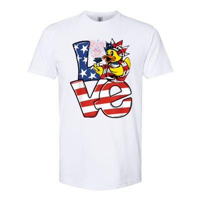 Love Duck Patriotic American Flag Cute Duck 4th Of July Meaningful Gift Softstyle® CVC T-Shirt