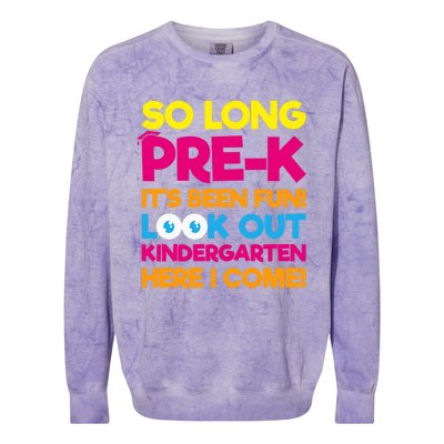 Last Day Pre-K Kindergarten Here I Come Graduation Colorblast Crewneck Sweatshirt