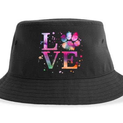 Love Dog Paw Print Colorful National Animal Shelter Week Gift Sustainable Bucket Hat