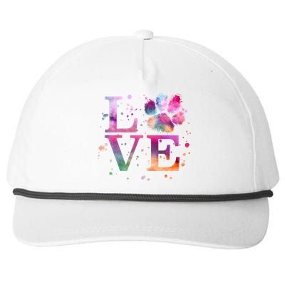 Love Dog Paw Print Colorful National Animal Shelter Week Gift Snapback Five-Panel Rope Hat