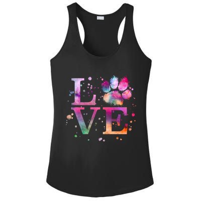 Love Dog Paw Print Colorful National Animal Shelter Week Gift Ladies PosiCharge Competitor Racerback Tank