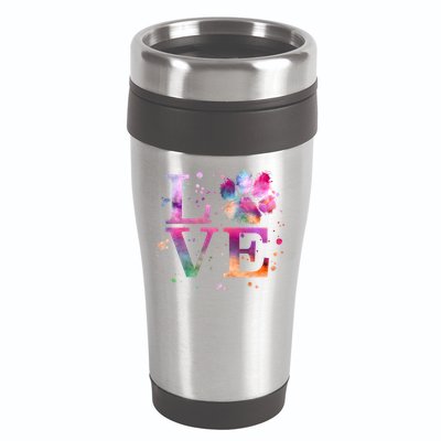Love Dog Paw Print Colorful National Animal Shelter Week Gift 16oz Travel Tumbler