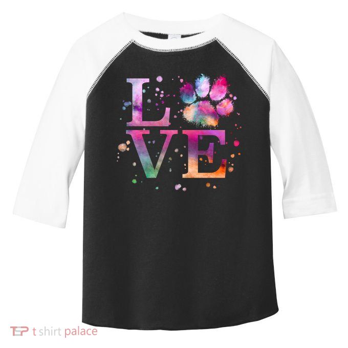 Love Dog Paw Print Colorful National Animal Shelter Week Gift Toddler Fine Jersey T-Shirt