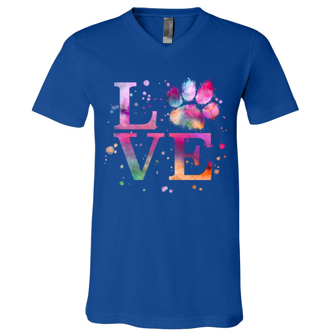 Love Dog Paw Print Colorful National Animal Shelter Week Gift V-Neck T-Shirt