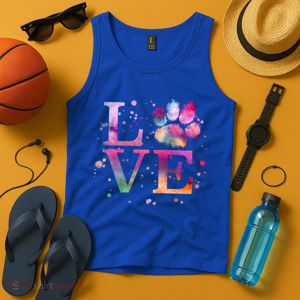 Love Dog Paw Print Colorful National Animal Shelter Week Gift Tank Top
