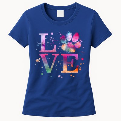 Love Dog Paw Print Colorful National Animal Shelter Week Gift Womens T-Shirt