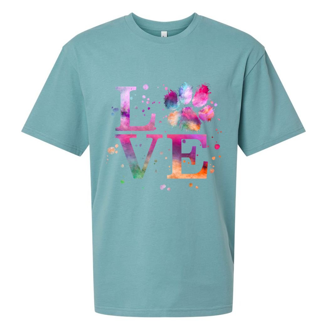 Love Dog Paw Print Colorful National Animal Shelter Week Gift Sueded Cloud Jersey T-Shirt