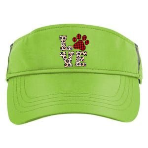 Love Dog Paw Buffalo Plaid Leopard Dog Lover Valentine's Day Gift Adult Drive Performance Visor