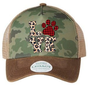 Love Dog Paw Buffalo Plaid Leopard Dog Lover Valentine's Day Gift Legacy Tie Dye Trucker Hat