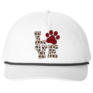 Love Dog Paw Buffalo Plaid Leopard Dog Lover Valentine's Day Gift Snapback Five-Panel Rope Hat