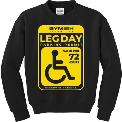 Leg Day Permit Weightlifting Workout Lifting Funny Gym Kids Sweatshirt