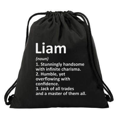 Liam Definition Personalized Name Funny Birthday Gift Idea Drawstring Bag