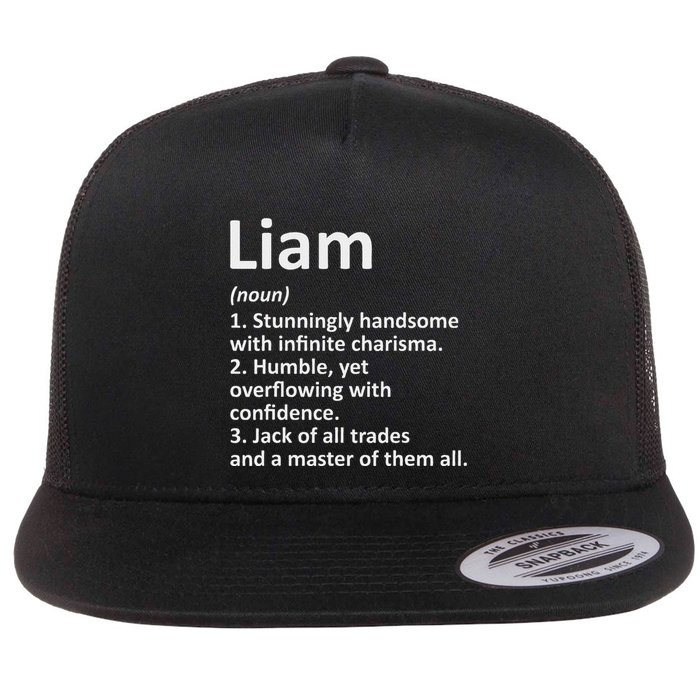 Liam Definition Personalized Name Funny Birthday Gift Idea Flat Bill Trucker Hat