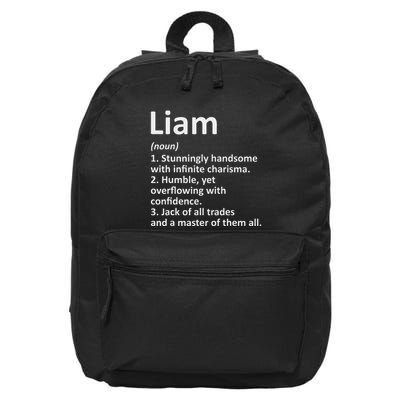 Liam Definition Personalized Name Funny Birthday Gift Idea 16 in Basic Backpack