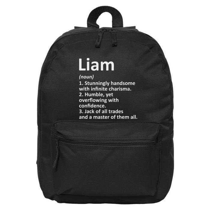 Liam Definition Personalized Name Funny Birthday Gift Idea 16 in Basic Backpack